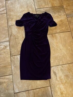 connected apparel Deep Purple Knot-Front Midi Dress